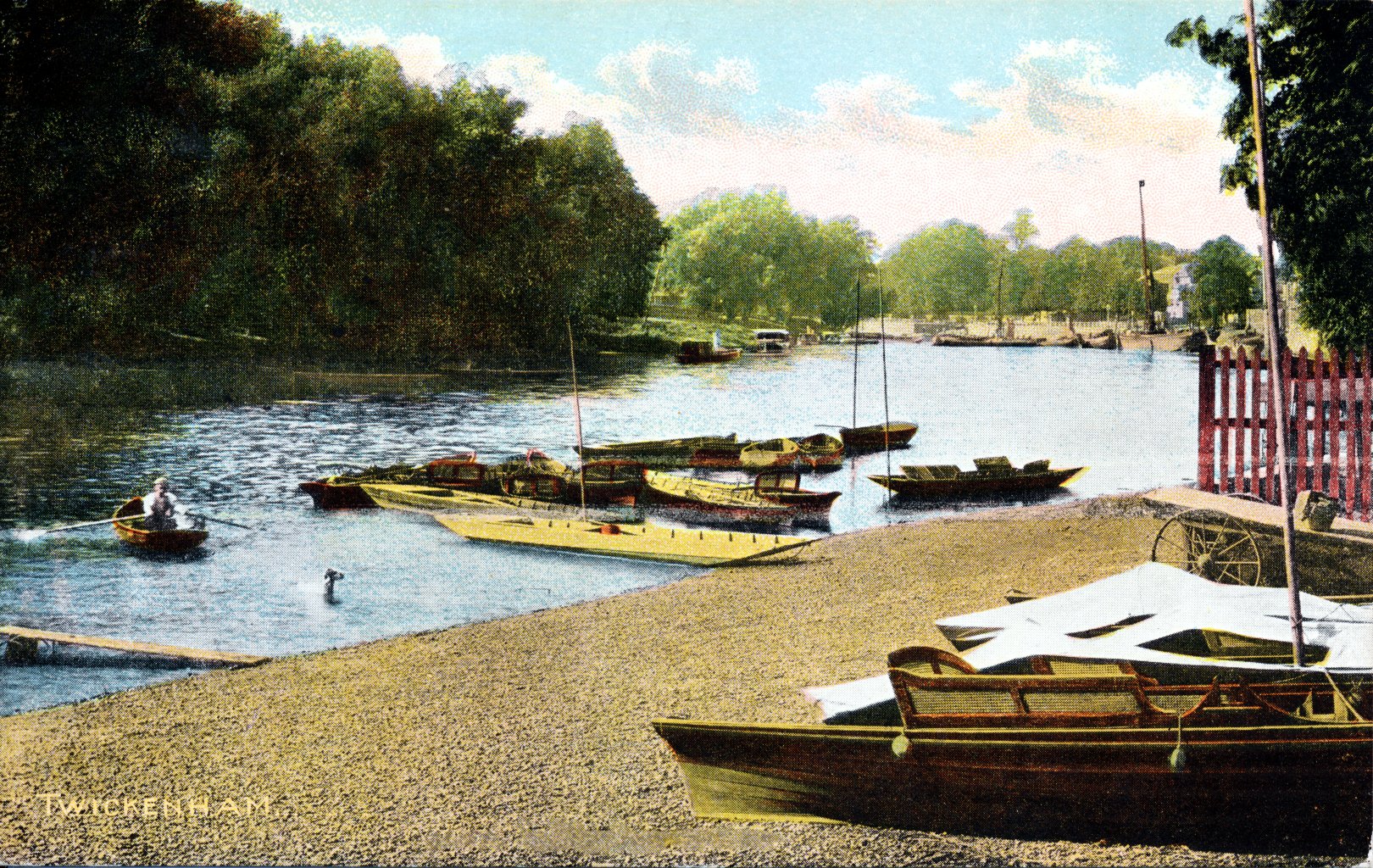 Twickenham Ferry from Middlesex bank,river view,ferry